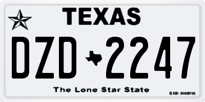 TX license plate DZD2247