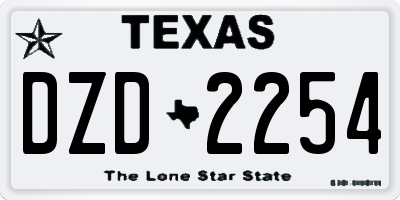 TX license plate DZD2254