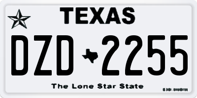 TX license plate DZD2255