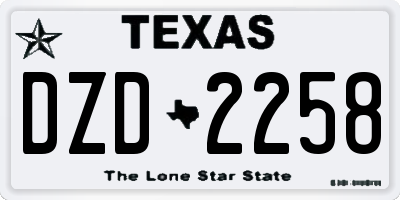 TX license plate DZD2258