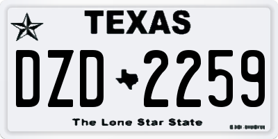 TX license plate DZD2259