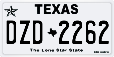 TX license plate DZD2262