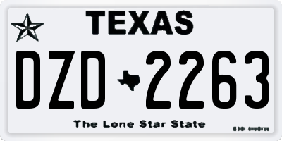 TX license plate DZD2263