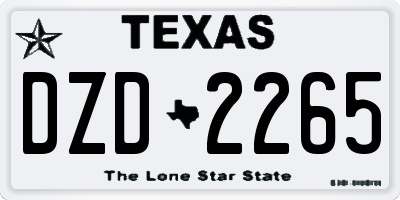 TX license plate DZD2265