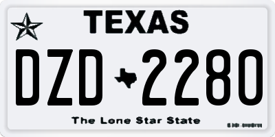 TX license plate DZD2280