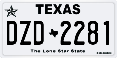 TX license plate DZD2281