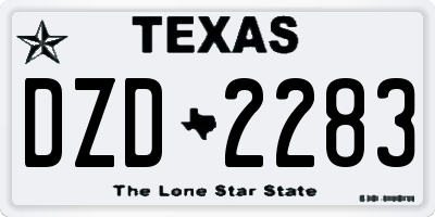 TX license plate DZD2283