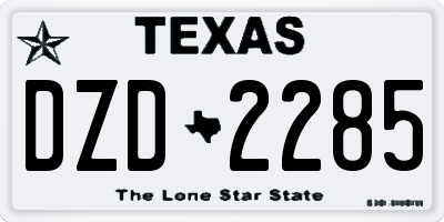 TX license plate DZD2285