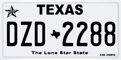 TX license plate DZD2288