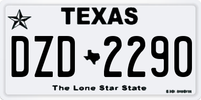TX license plate DZD2290