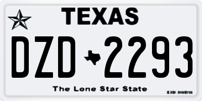 TX license plate DZD2293