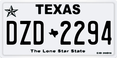 TX license plate DZD2294