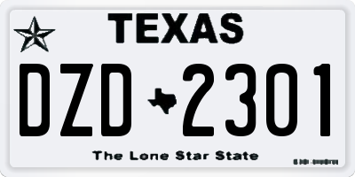 TX license plate DZD2301