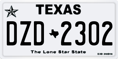 TX license plate DZD2302