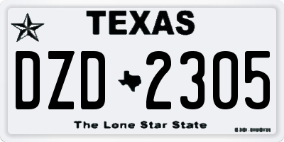 TX license plate DZD2305