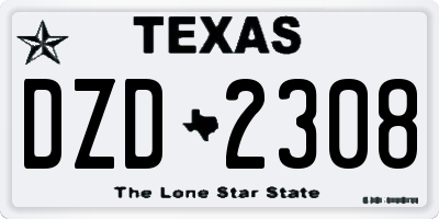 TX license plate DZD2308