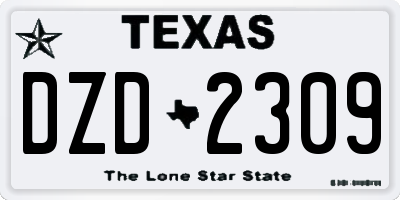 TX license plate DZD2309