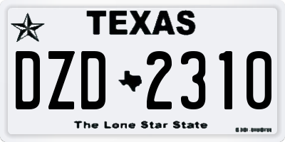 TX license plate DZD2310