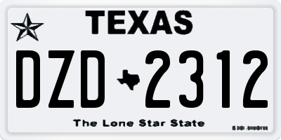 TX license plate DZD2312