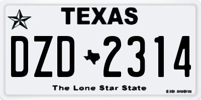 TX license plate DZD2314