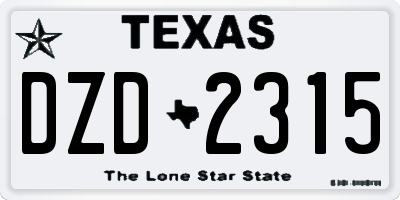 TX license plate DZD2315