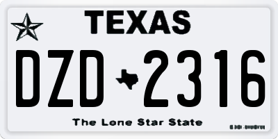 TX license plate DZD2316