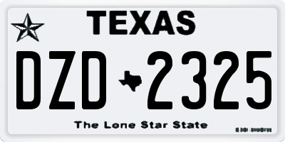 TX license plate DZD2325
