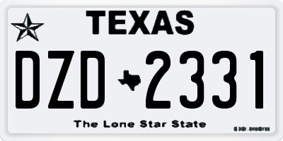 TX license plate DZD2331