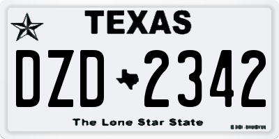 TX license plate DZD2342