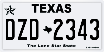 TX license plate DZD2343