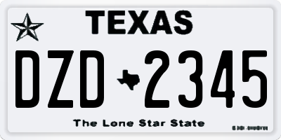 TX license plate DZD2345