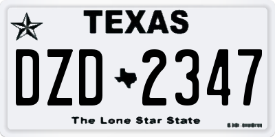 TX license plate DZD2347