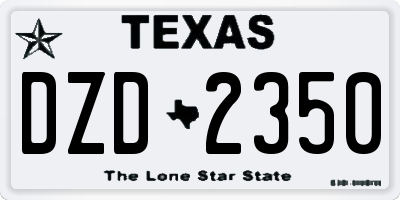 TX license plate DZD2350