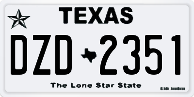 TX license plate DZD2351