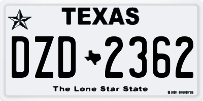 TX license plate DZD2362