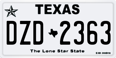 TX license plate DZD2363