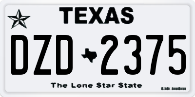 TX license plate DZD2375