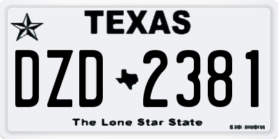 TX license plate DZD2381