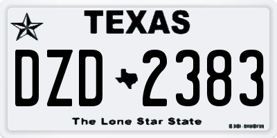 TX license plate DZD2383