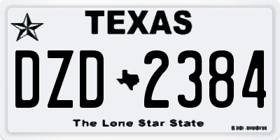 TX license plate DZD2384