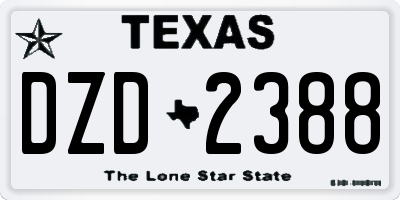 TX license plate DZD2388