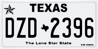 TX license plate DZD2396