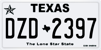 TX license plate DZD2397