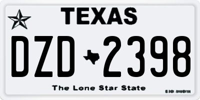 TX license plate DZD2398
