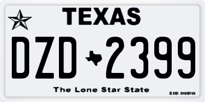 TX license plate DZD2399