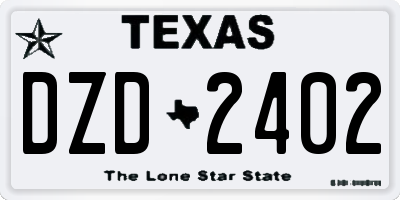 TX license plate DZD2402