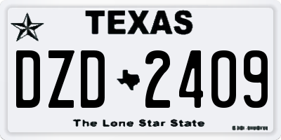 TX license plate DZD2409