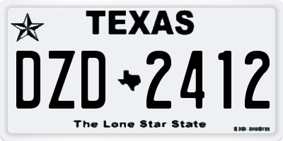 TX license plate DZD2412