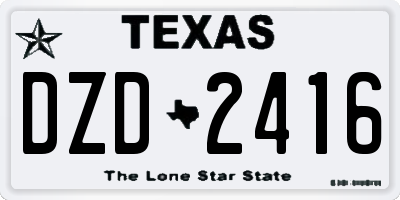TX license plate DZD2416