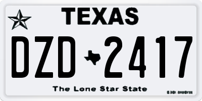 TX license plate DZD2417